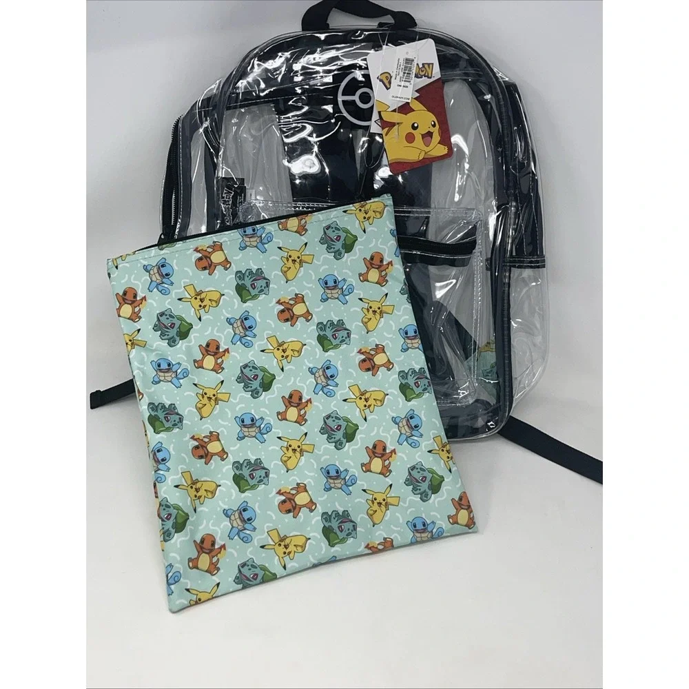 Clear See Thru‎ backpack Pokemon Pouch Stadiums School Pack Cards festival